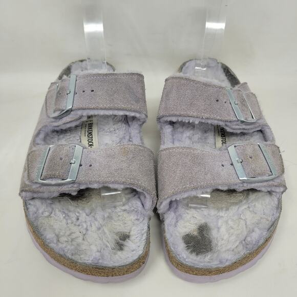 Birkenstock Sandals Mens EU41 US8 Arizona Shearling Suede Leather Purple Fog - Picture 3 of 10